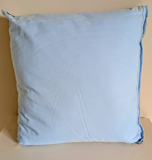 Harrie's Crafts Bateman cushion with geometric patterned fabric in neutral tones, plush filling for comfortable decor.