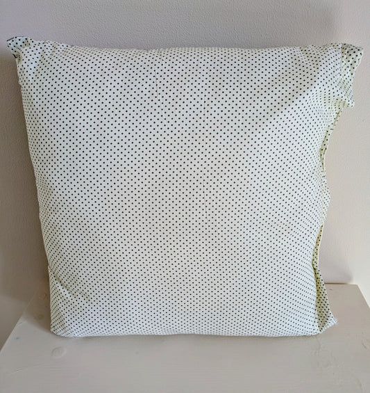 Grey patchwork cushion by Harrie's Crafts featuring a cozy, multi-textured fabric design for home decor.