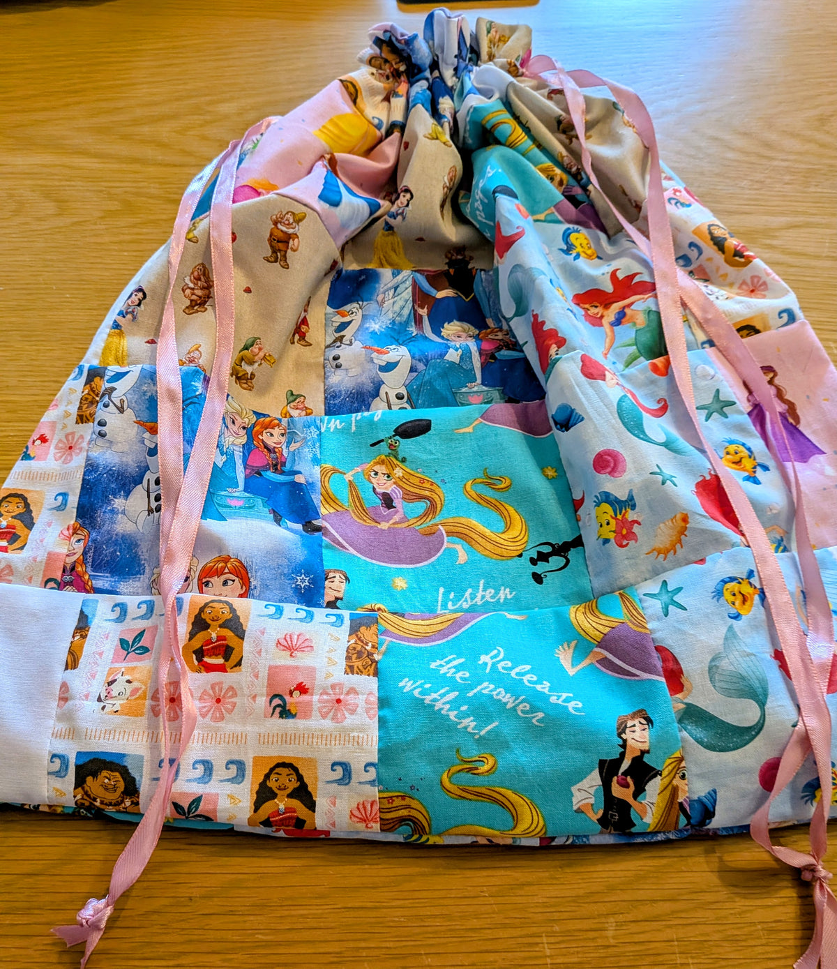 Patchwork Princess Drawstring Bag 💜🩷
