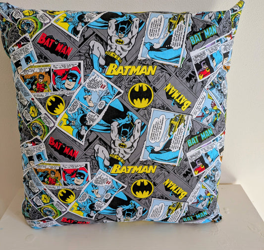 Harrie's Crafts Bateman cushion with patterned fabric, showing a close-up of the decorative textile and soft padding.