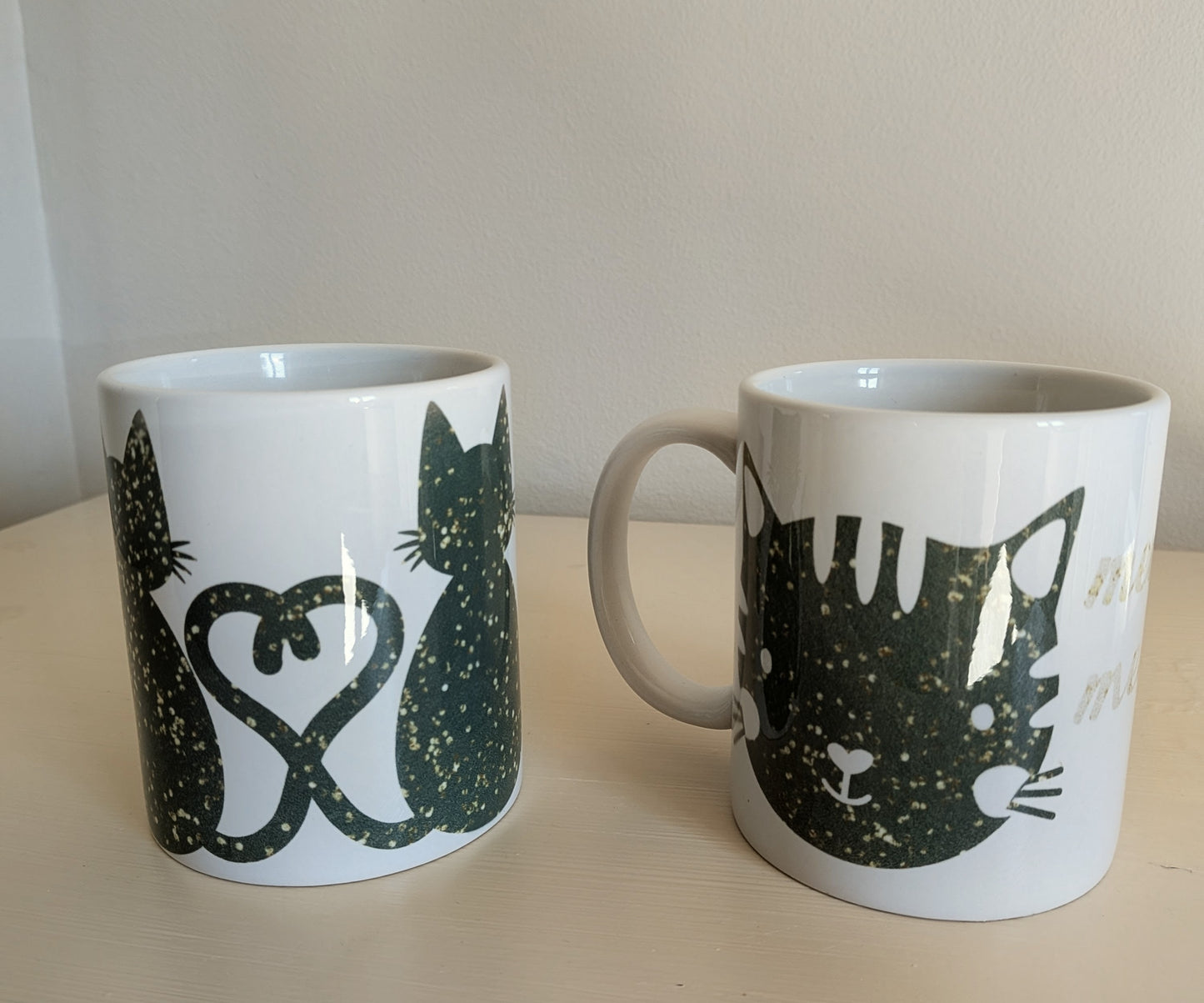Greeny-Gold Cat Mug Set – 12oz (Set of 2)