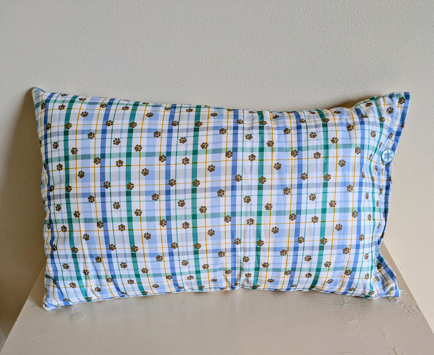 Harrie's Crafts dog pattern cushion with soft fabric and playful dog designs for cozy home decor.
