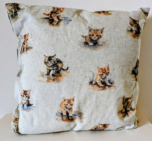 Harrie's Crafts cute kitten cushion with soft fabric and detailed kitten design, perfect for cozy home decor.