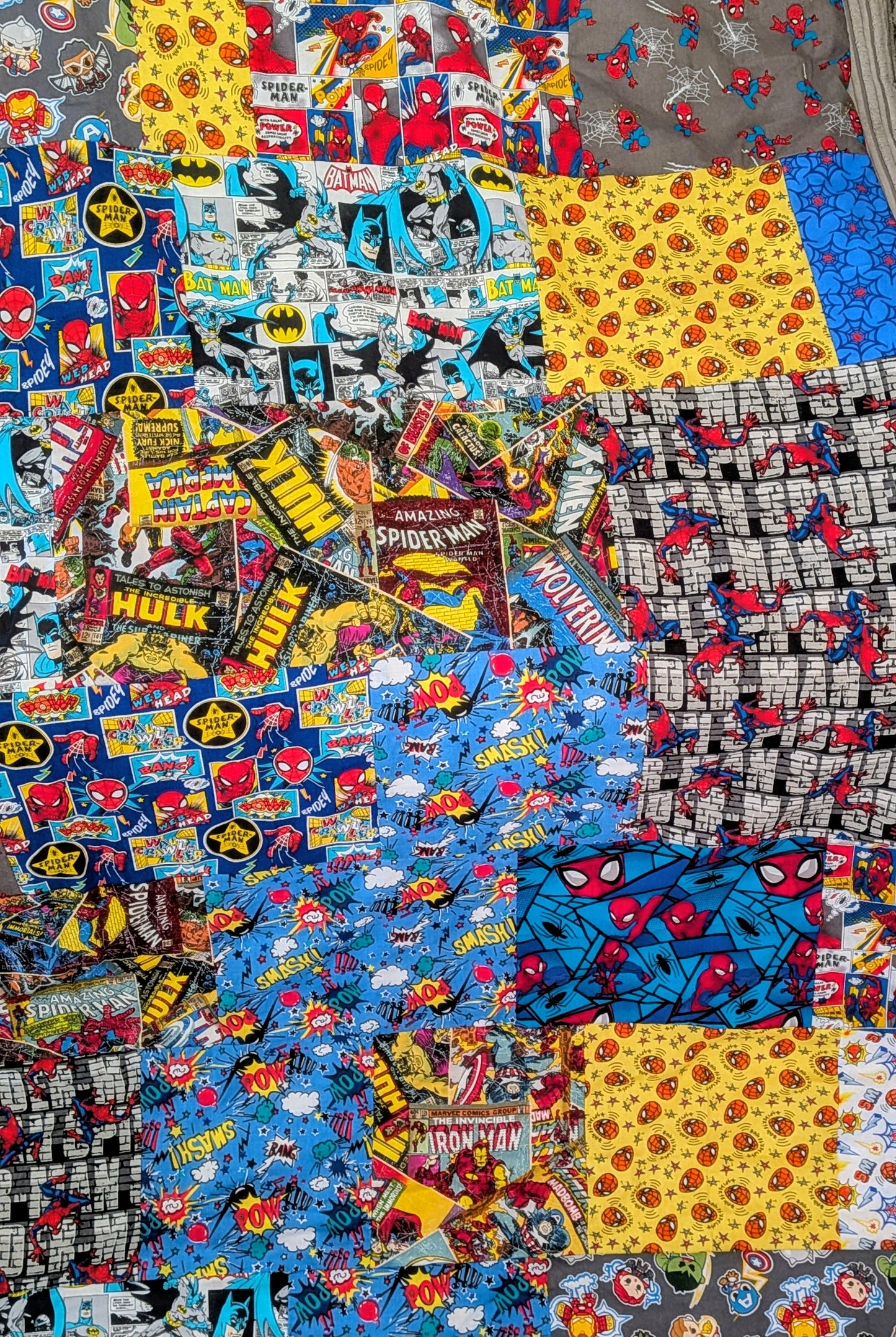 Superhero patchwork quilt